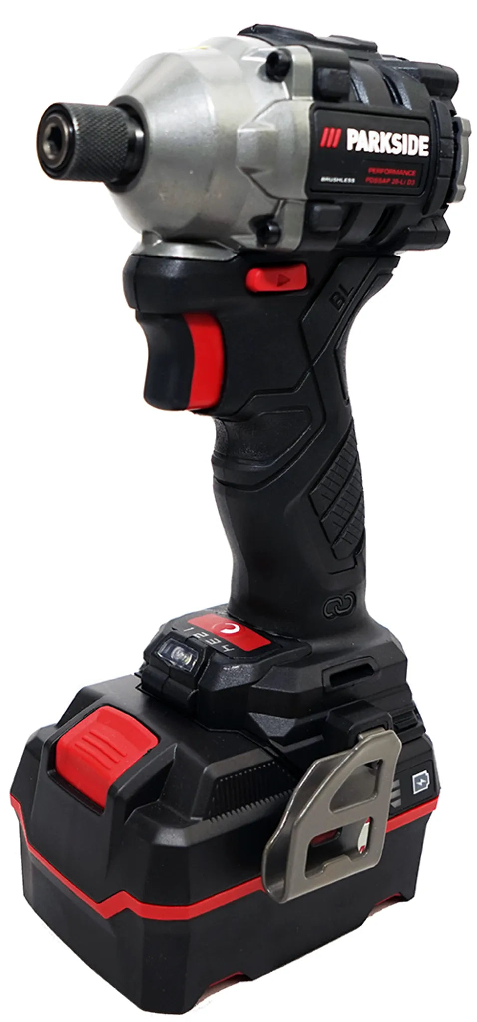 Ensemble HEADNMORE® - Clé à chocs sans fil PARKSIDE PERFORMANCE® 20V - 1/4" PDSSAP 20 + Porte-clés HEADNMORE® (batterie 2x4Ah incluse)